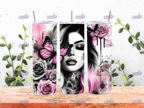 Pink Butterfly Girl - 20oz Tumbler