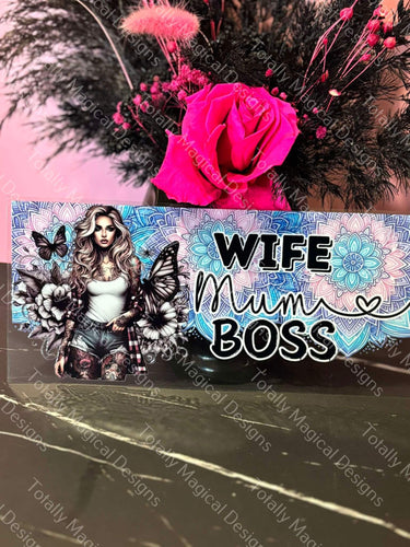 Wife Mum Boss - 16oz Glass Tumbler