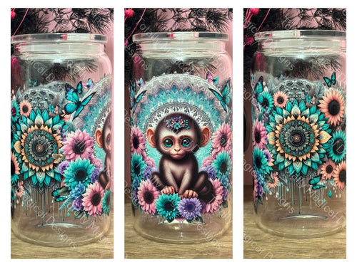 Monkey- 16oz Glass Tumbler