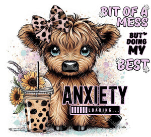 Highland Cow - Anxiety - Pink