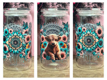 Load image into Gallery viewer, Teal - Highland cow - 16oz Glass Tumbler