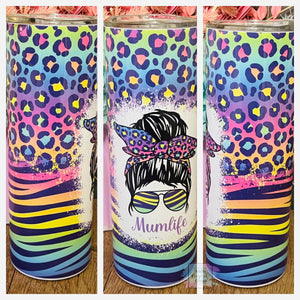 Zebra rainbow mum life 20oz Tumbler