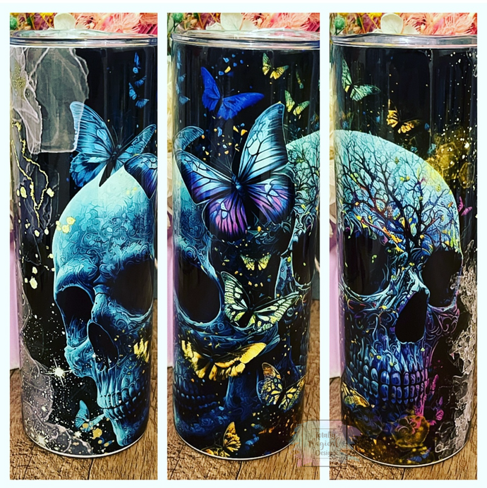 Skull butterfly colour 20oz Tumbler