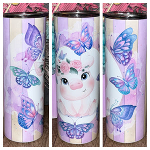 Butterfly cute pig 20oz Tumbler