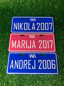 Kids Personalised Number Plates