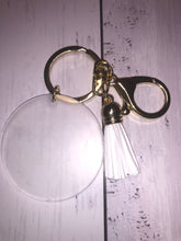 Load image into Gallery viewer, Personalised 5cm Acrylic Keyring with colour tassel