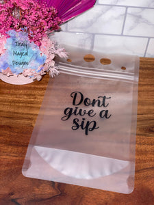 Reusable stand up drink pouches