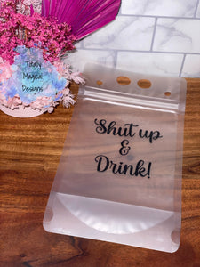 Reusable stand up drink pouches