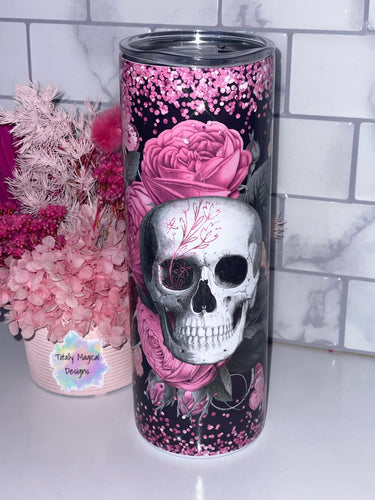 Hot pink skull 20oz tumbler