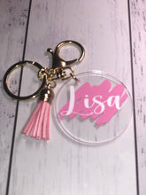 Load image into Gallery viewer, Personalised 5cm Acrylic Keyring with colour tassel