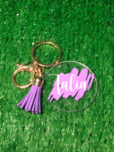 Load image into Gallery viewer, Personalised 5cm Acrylic Keyring with colour tassel