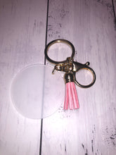 Load image into Gallery viewer, Personalised 5cm Acrylic Keyring with colour tassel